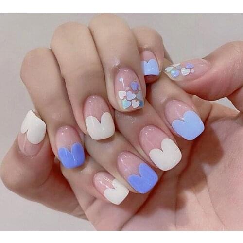 Adhesive Nail Beauty in Blue Deocr Heart Shaped Rhinestone Detachable Attractive Fashion Glue Stype for Womens Daily SANA889