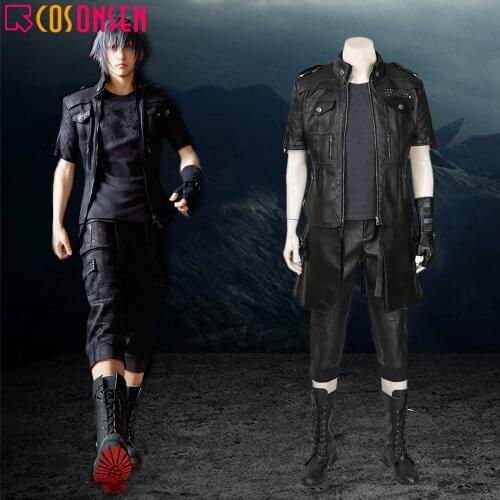 Anime Noctis Lucis Caelum Cosplay Costume Game Final Fantasy XV FF15 Outfit Adult Men Black Jacket for Halloween COSPLAYONSEN