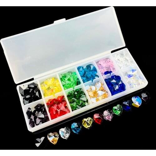 120pcs/box Heart Faceted Chandelier Crystals Prism Pendant Glass Crystal Loose Spacer Beads Hanging Lampwork DIY Jewelry Making