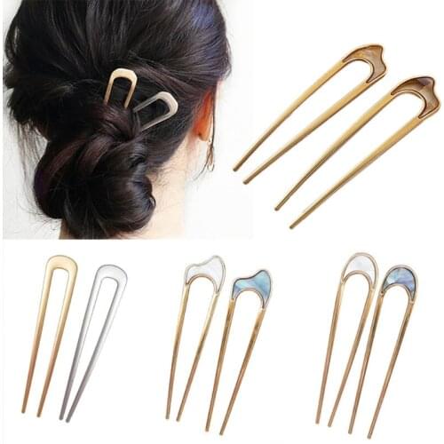 Metal U Shaped Hair Pins French Style Hair Stick Forks Chignon Pins Bridal Hairstyle DIY Metal Hair Clip Accessories
