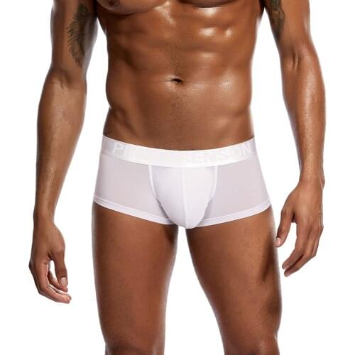 Mens Ultra-thin Underwear Boxer Bulge Pouch Underpants White Sexy Boxershorts Breathable Men Underwear Boxer мужские трусики A5