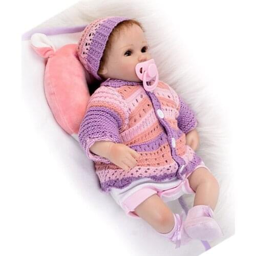 Soft silicone reborn baby doll toys lifelike 40cm vinyl reborn babies play house bedtime toy high-end birthday present to girls