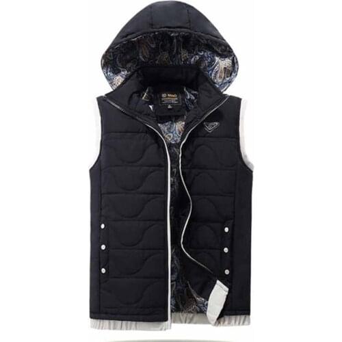 2019 New Cotton Winter Vests For Men XXXL Red Coat Mens Thicken Casual Hooded Outerwear Male Bodywarmer Sleevless Jacket WFY27