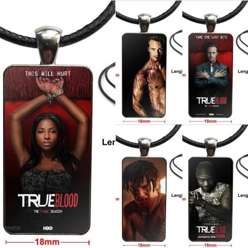 For Women Glass Cabochon Pendant Necklace Rectangle Fashion Necklace True Blood