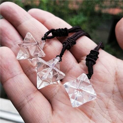 Natural stone quartz white crystal pendant pendulum merkaba pendants chakra pendule suspension healing with Beads pendant