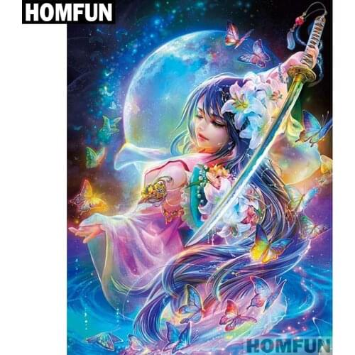 HOMFUN Full Square/Round Drill 5D DIY Diamond Painting "Cartoon girl moon" Embroidery Cross Stitch 3D Home Decor Gift A01090