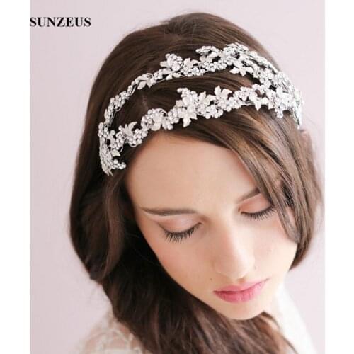 Water Crystal Bridal Headbands Silver Leaves Double Hair Band Luxury Headwear New Crown Headdress SQ0200