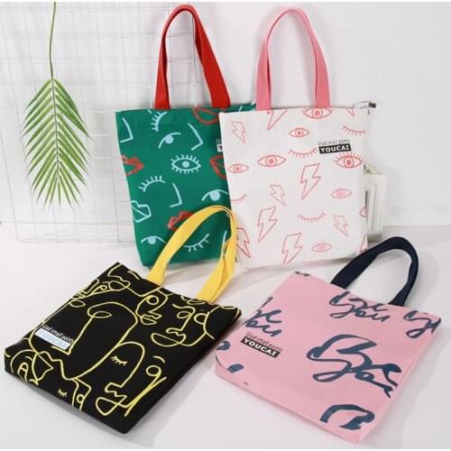 Simple portable canvas bag literary style large-capacity shoulder bags all-match shopping handbags
