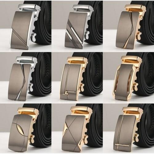 Men Belt Male Genuine Leather Strap Belts For Men 3.5cm Quality Automatic Buckle black Belts Men Real leather Split Leather belt