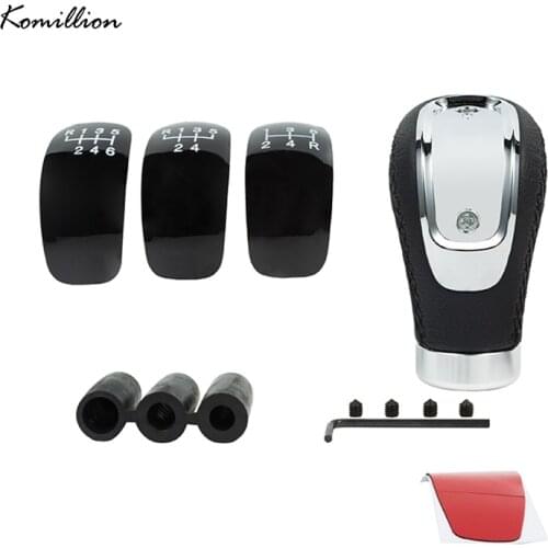 Manual Car Gear Shift Knob 5/6 Speed Manual Transmission with 3 Style Cap Black PU Leather Shifter Lever Auto Interior Parts