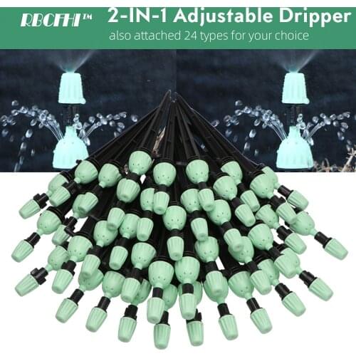 RBCFHI Adjustable 2-IN-1 Garden Sprinklers on Stake Misting Nozzles Balcony Irrigation Spray Drippers Watering Flowers 24 Types