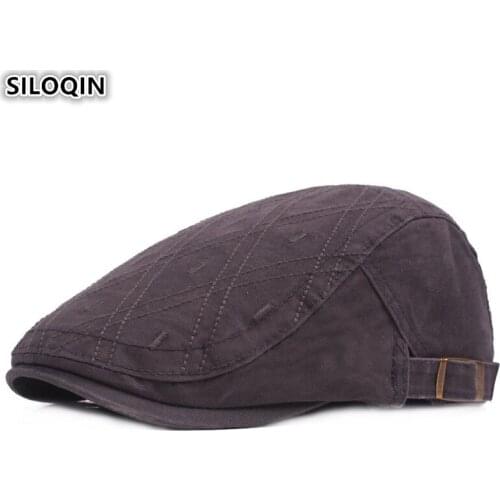 SILOQIN 100% Cotton Vintage Berets For Adult Men Simple Retro Fashion Dad Hat Adjustable Head Circumference Size Trucker Caps