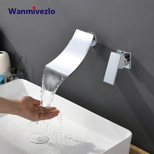 Waterfall Spout Basin Faucets Dual Hole Widespread Lavatory Sink Mixer Crane Single Lever Bathroom Washing Basin Mixer Tap