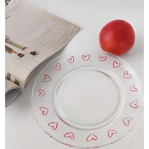 Platos Heart-Shaped Glass Breakfast Tray 접시 Heat Resistant тарелки Decorative Plate Bread Plates For Cake Dessert