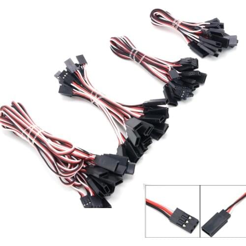 10pcs 100mm/150mm/200mm/300mm/500mm RC Servo Extension Cord Cable Wire Lead JR For Rc Helicopter Rc Drone