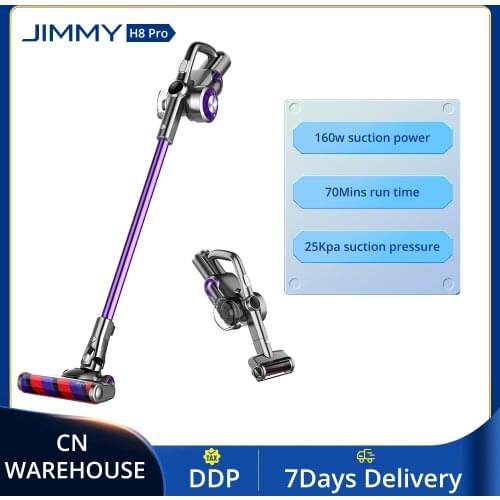 CN DDP 2021 JIMMY H8 Pro Cordless Handheld Vacuum Cleaner 25kPa 160AW Strong Suction 70mins Runs Time 3000mAH Dust Cleaner