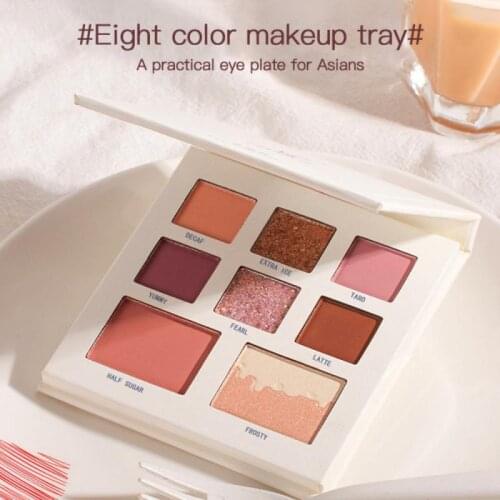 Caramel Eight Color Milk Tea Eye Shadow Plate Small Dish Portable Pearl Powder Waterproof Taro High Gloss Eye Shadow TSLM1