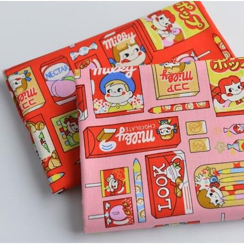 100*145cm Retro Handmade Cotton Fabric Clothes Skirt Childrens Clothing Cartoon Cotton Milk Lollipop Handmade DIY Fabric