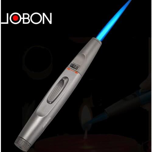 Blue Flamethrower Blue Outdoor Windproof Straight Butane Lighter Accessory for Mens Tech Tobacco Roller Lighters Retro