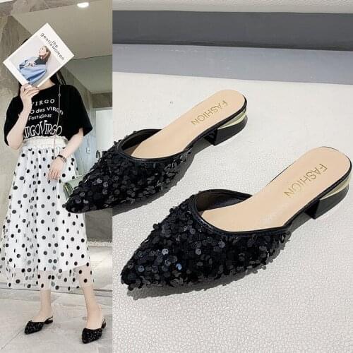 Women Slipper Pointed Closed Toe Summer Beach Flat Shoes Muller Jelly Shoes Blue Shoes Slipper 2021 New Wholesale Size 여성 샌들