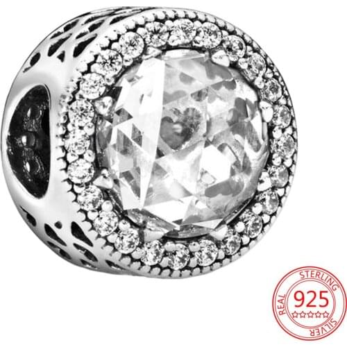 New 925 Sterling Silver Women Festival DIY Jewelry Gift Fit Original Pandora Bracelet Bangle Charm Pendant Crystal Clear Beads
