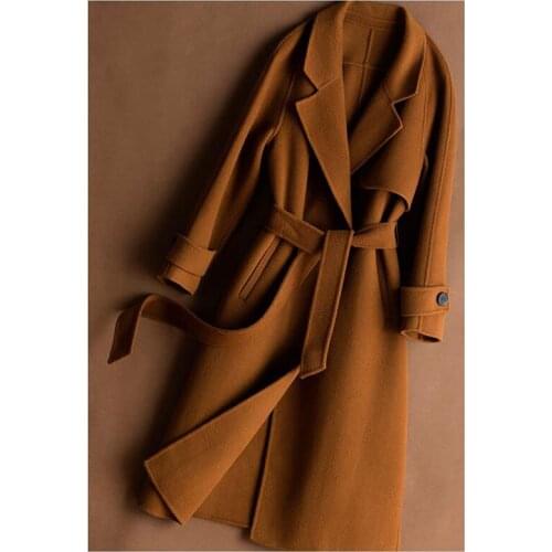 Wool Coat Women Long Overcoat Double-Faced Cashmere Coat Women Winter Jacket Women Pure Handmade Cashmere 100% Solid Coloured