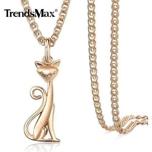 3mm Fox Pendant Necklace for Women Girls 585 Rose Gold Snake Link Chain Fashion Party Accessories Jewelry Gift 20inch GP400
