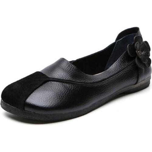 ZXRYXGS Brand Shoes Hot 2020 Newest Spring Women Shoes Comfortable Breathable Genuine Leather Shoes Soft Sole Shallow Flat Shoes