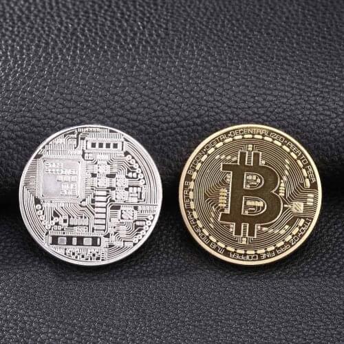 1pcs Gold Plated Bitcoin Coin Souvenir Bit Coin Collectible Gift BTC Metal Antique Art Collection Physical Commemorative Coin