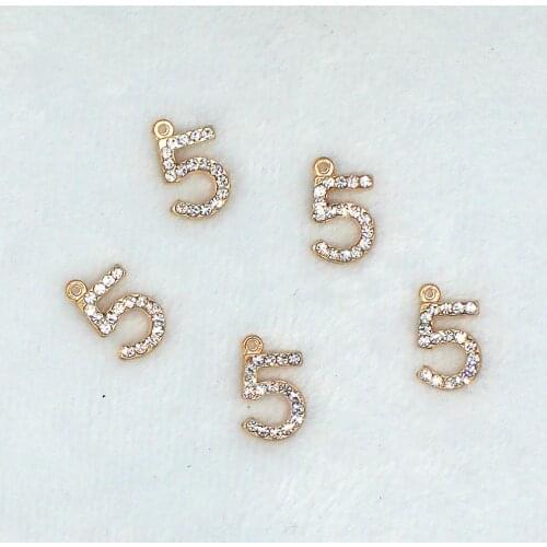 10pcs/set 10*17mm Mosaic rhinestone Number 5 Charms DIY Bracelet necklace handmade Earring accessories XL478
