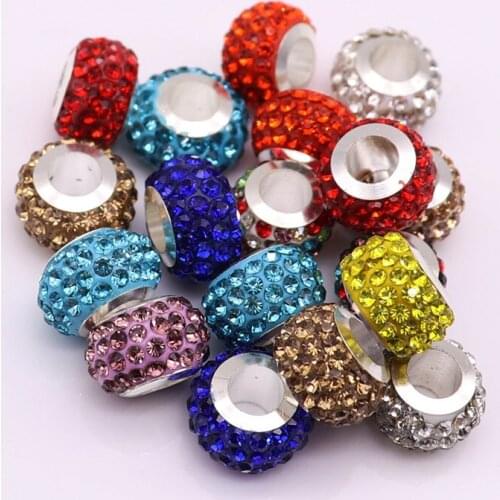 10Pcs New Hot Luxury Color Crystal Setting Glass Beads Fit Pandora Bracelet Bangle Women Necklace Earrings for Jewelry Making