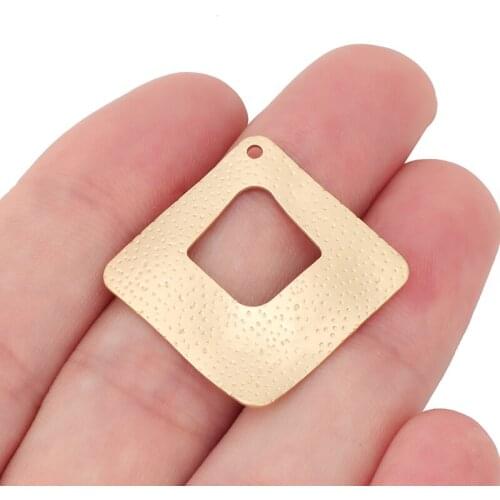 10 x Matte Gold Open Geometric Rhombus Charms Pendants for DIY Earrings Jewelry Making Accessories 33x33mm