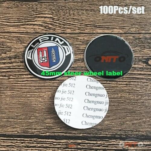100pcs For bmw E60 E90 F10 F30 F15 E91 E92 E93 F02 E63 45mm Car Steer Wheel Label Sticker Auto Steering Wheel Logo Badge Cover