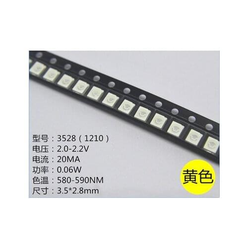 1000 pcs Yellow POWER TOP 1210 3528 SMD SMT PLCC-2 1500MCD Ultra Bright LED New XIASONGXIN LIGHT Wholesale