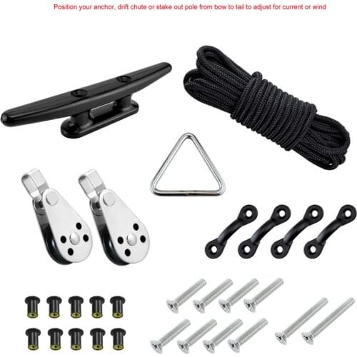 30ft Rope Water Sports Kayak Accessories Canoe Anchor Trolley Kits System Pulleys Cleats Pad Eyes Well Nuts Screws Boats Deck