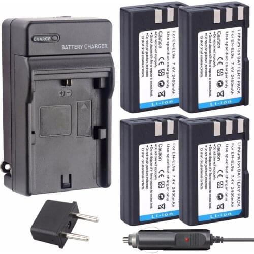 4Pcs Probty EN-EL9 EN EL9 ENEL9a Battery + Charger kit for Nikon D700 D300 D100 D3000 D5000 D5100 D80 D60 D70s D70 D50 D40X D40