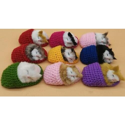 5PCS Lovely Simulation Sounding Shoe Kittens Sleeping Cats Plush Toys Home decoration Kids Appease Doll Christmas Birthday Gifts