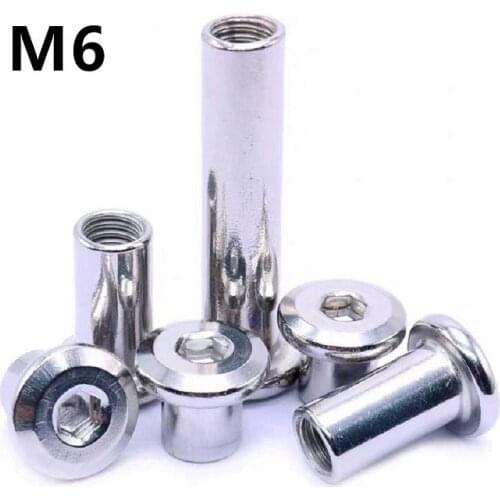 50PCS M6x10/12/15/18/20/25/30/40mm Rivet Hex Socket Head Cap Screw Insert Barrel Nuts