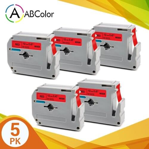 5PK MK-431 Compatible For Brother Printer Label Tape MK 431 MK-431 mk431 12mm Black on Red For Brother P touch Label Printer