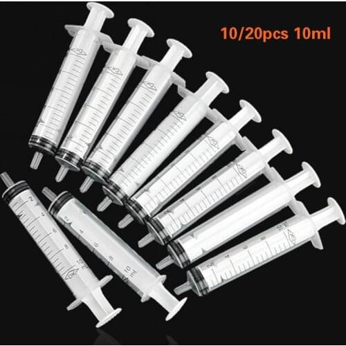 No needles! 10/20pcs 10ml reusable hydroponic plastic sterile nutrition health measuring syringe tool