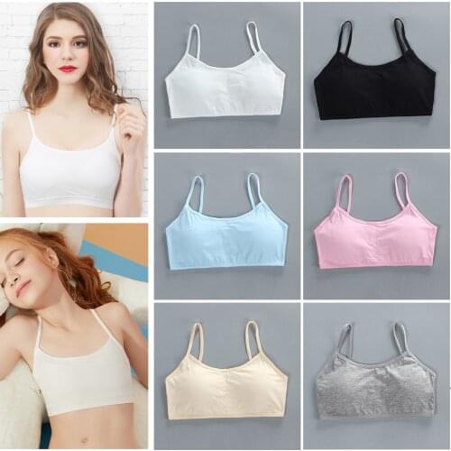 Teenage Girls Bra Tops UnderwearGirl Young Students Straps Bras Suspender Cotton Soft Tanks Elastic Camisoles