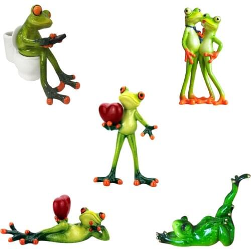 Frogs Figurine Cute Resin Home Sculpture Dolls Resin Model Odd Gifts Animal Ornaments Car Bedroom Living Room Home Decoration