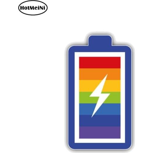 HotMeiNi 13cm x 7cm Personality LGTB Gay Pride Rainbow Battery PVC Decal Car Sticker Car Body Bumper Waterproof Accessories