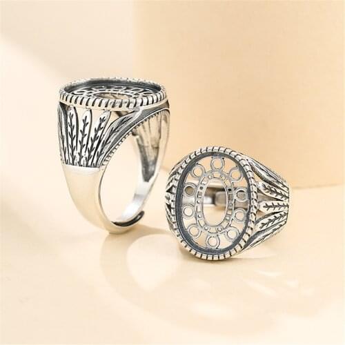 Ring Setting for 12x16mm Oval Cabochons Antique Style Ring Blank Thai Sterling Silver Adjustable Ring Base SR0357