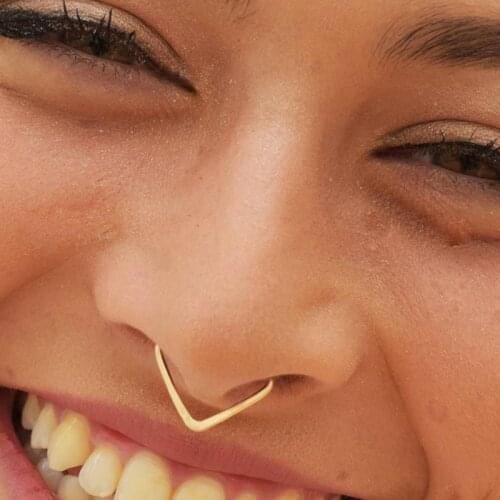 925 Silver Fake Piercing Nose Ring Handmade Gold Filled Jewelry Punk Charm Circular Tiny Septum Hoop Jewelry Fake Piercing Ring