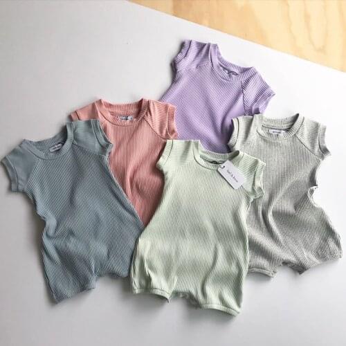 0-18M Newborn Toddler Baby Girls Boys Rompers 4 Colors Solid Short Sleeve Causal Jumpsuits Outfits