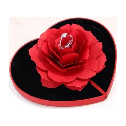 5pcs/lot Creative Rose Propose Ring Box Heart Shape Rose Flower Jewelry Boxes Marriage Wedding Ceremony Ring Boxes Gift Box