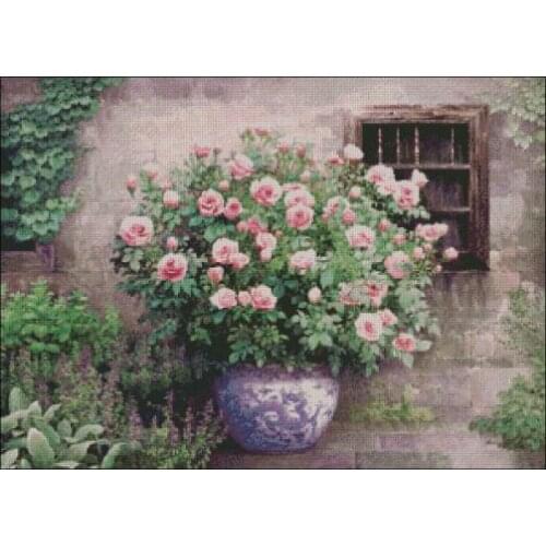 Beautiful Roses flower vase Needlework,Embroidery,DIY 14CT Unprinted Cross stitch kits,Pattern Counted Cross-Stitching decor