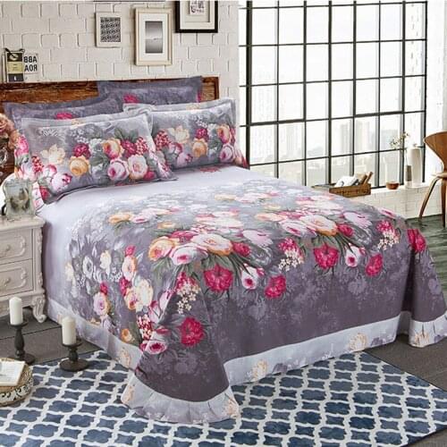 A Piece Reactive Printing Sanding Cotton Sheets Home Bedding Sheet for Adults Single Double Queen King Size # 254-1