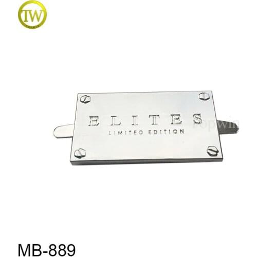 MB889 Custom silver color bag logo plate label metal clothing logos metal labels